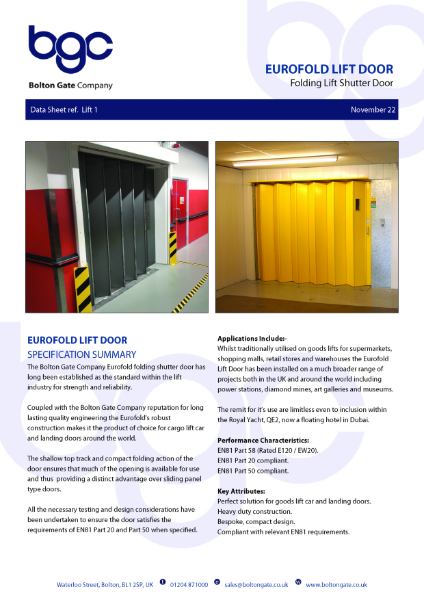 Eurofold Lift Door