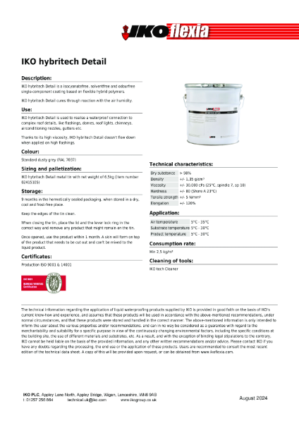 Technical Data Sheet (TDS) - IKO hybritech Detail
