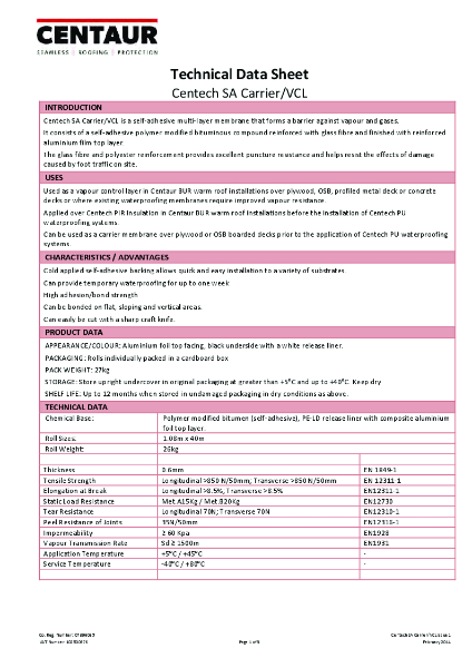 Centech SA Carrier-VCL TDS