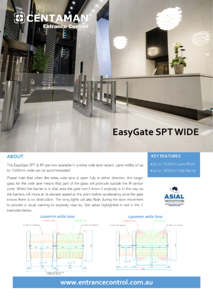 EasyGate SPT wide Technical data sheet