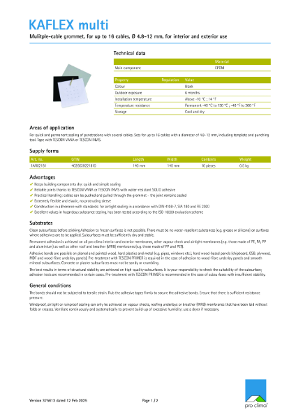 Kaflex Multi Technical Datasheet