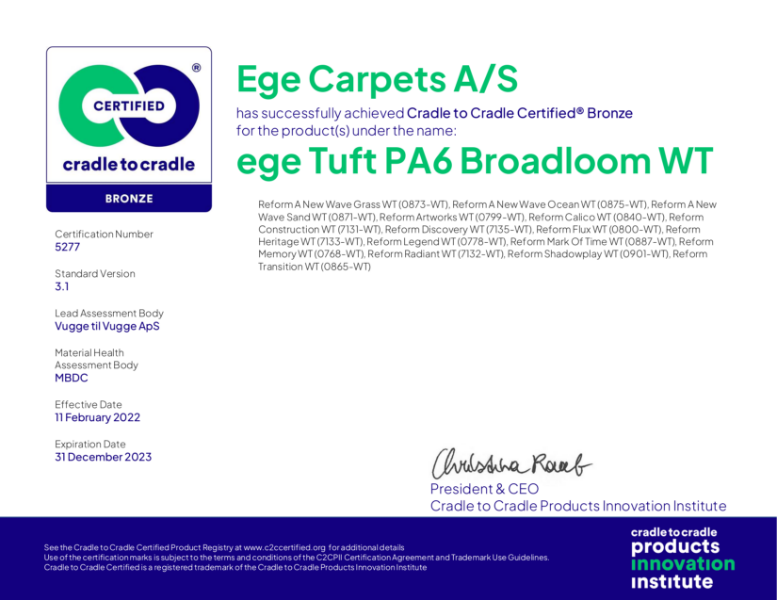 Ege Tuft PA6 Broadloom WT