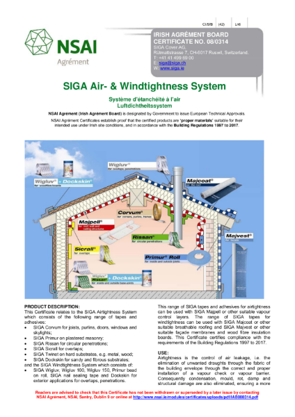 NSAI SIGA Air- & Weathertightness System