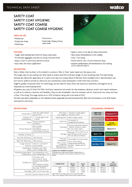 Data Sheet: Safety Coat Range