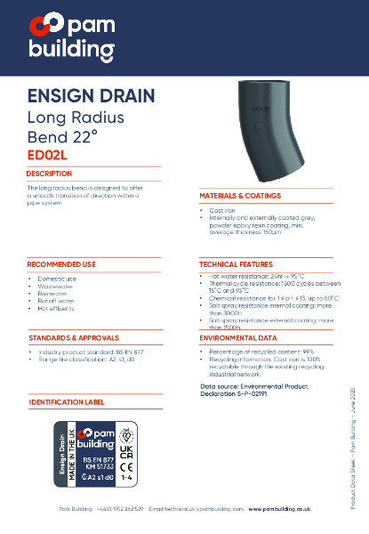 ED02L - 22° Long Radius Bend