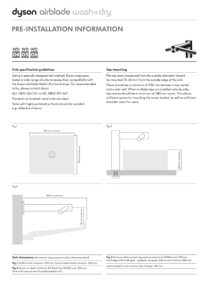 Pre-installation information - Dyson Airblade wash + dry