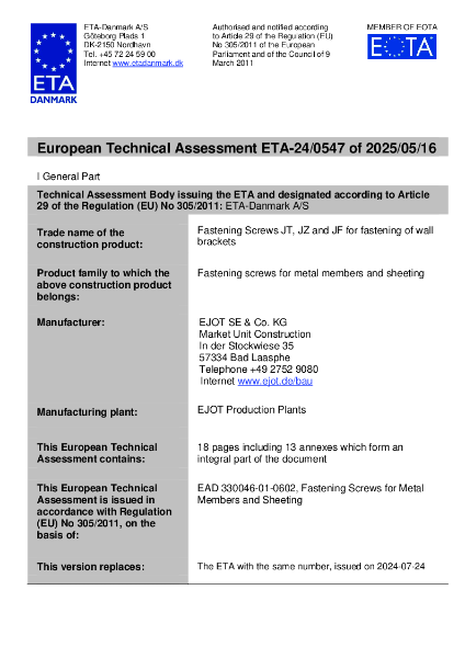 European Technical Assessment (ETA)