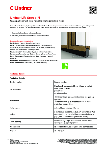 Lindner Life Stereo_N - Data sheet