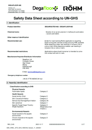 SDS Degafloor 485