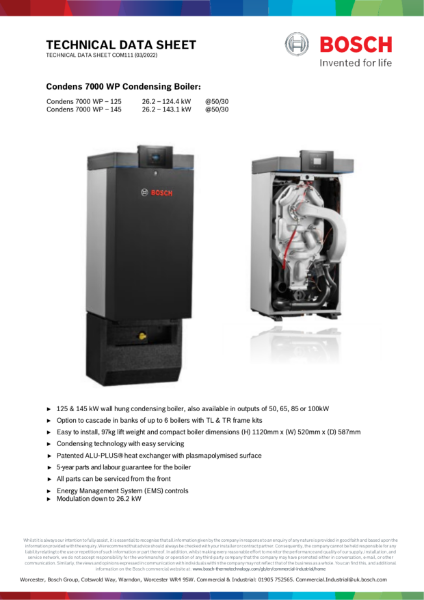 Condens 7000 WP 125—145 kW Boiler