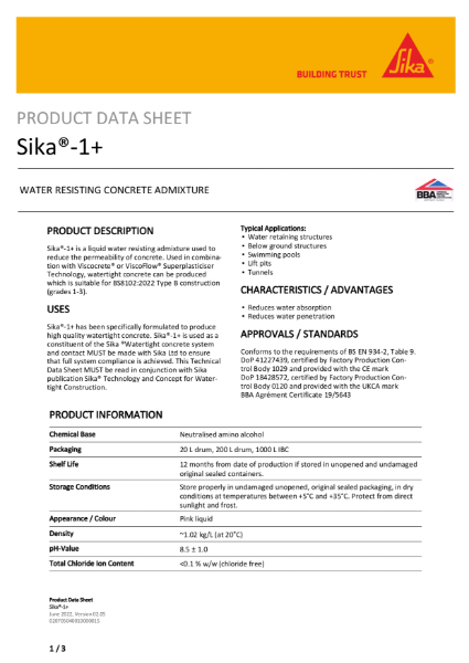 Sika -1+ Product Data Sheet