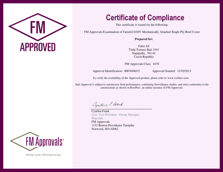 FM CERTIFICATE