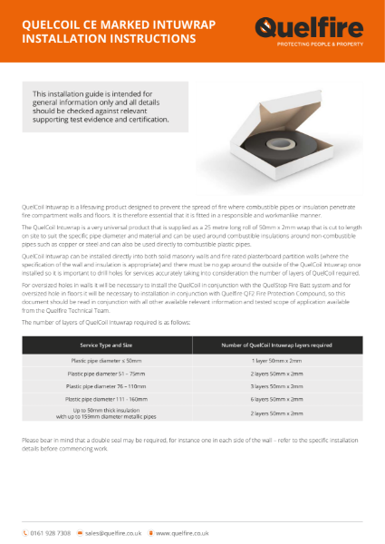 Installation Instructions - QuelCoil Intuwrap Continuous Intumescent Pipe Wrap