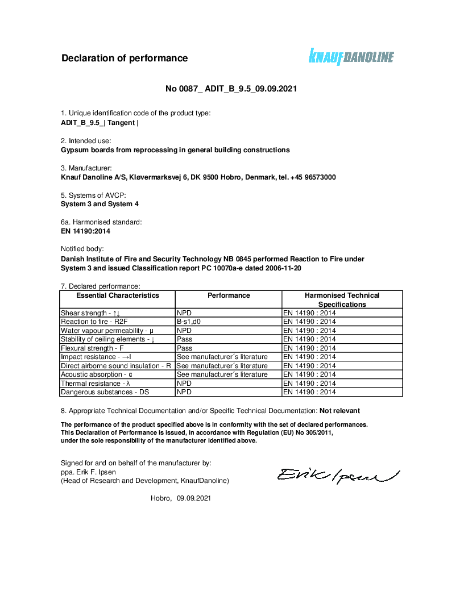 Knauf Declaration Of Performance (CE) - Adit