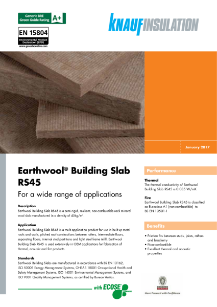 Knauf Insulation Building Slab RS45 Insulation Data Sheet | Knauf ...