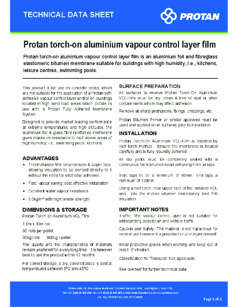Protan (UK) Ltd Torch on Aluminium VCL Film