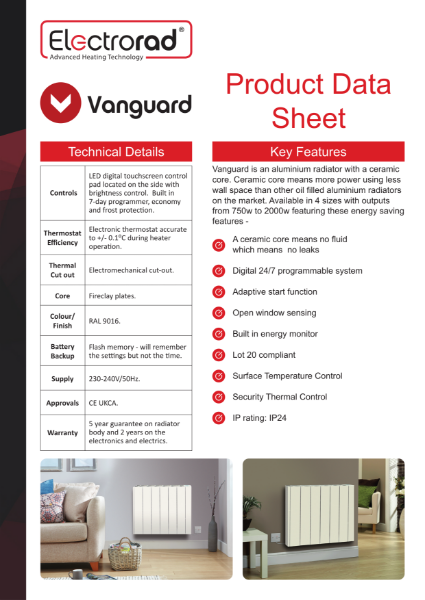Vanguard - Aluminium Ceramic Cored Radiator Range – Product Data Sheet