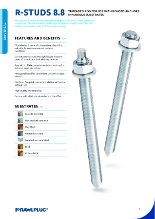 R Studs 8.8, Zinc Flake Coating - Data Sheet