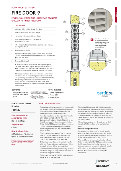 LVN25S into 50mm timber fire door (Door 9)