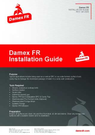 Damex FR Non-Combustible DPC & Cavity Tray Installation Guide 05082025
