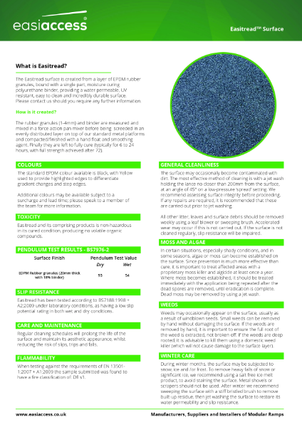 Easitread Technical Specification