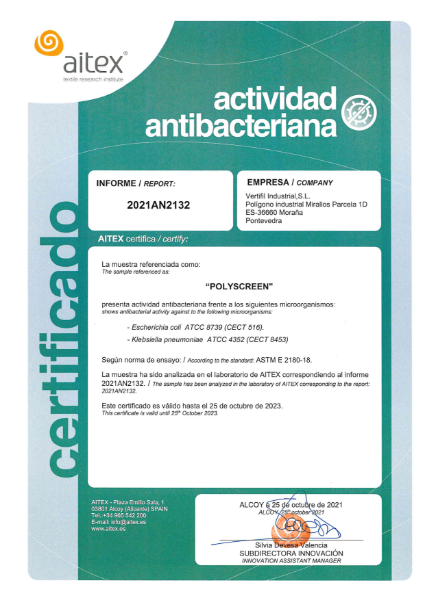 Anti-bacterial certificate