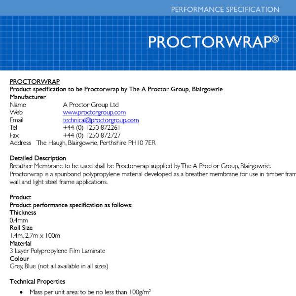 Proctorwrap Performance Specification