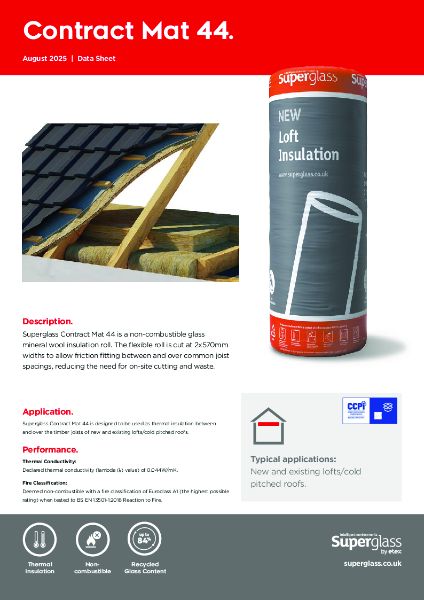 Superglass Contract  Mat 44 Loft Insulation - Datasheet