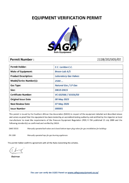 SAGA - Laboratory Gas Valves