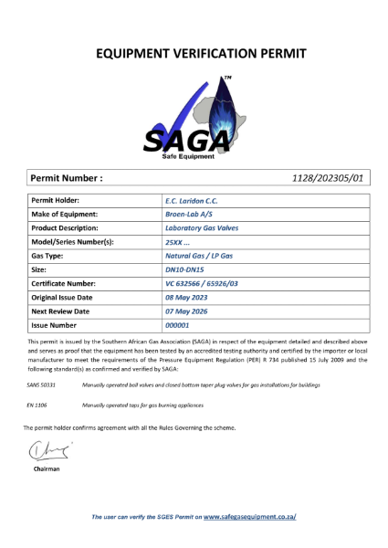 QA Certificate