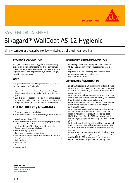 Sikagard® WallCoat AS-12 Hygienic