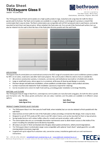 TECEsquare Glass II Data Sheet