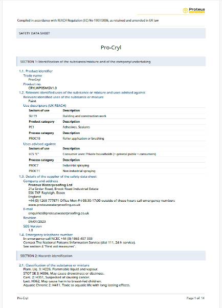 Safety Data Sheet - Pro-Cryl®