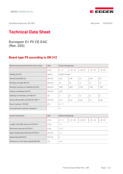 Technical Datasheet - Structural Flooring (EGGER P5, EGGER Peel Clean Xtra, EGGER Protect)