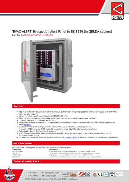 Datasheet for C-TEC's EAP2/8/CA/CHASSIS + EAPBOX