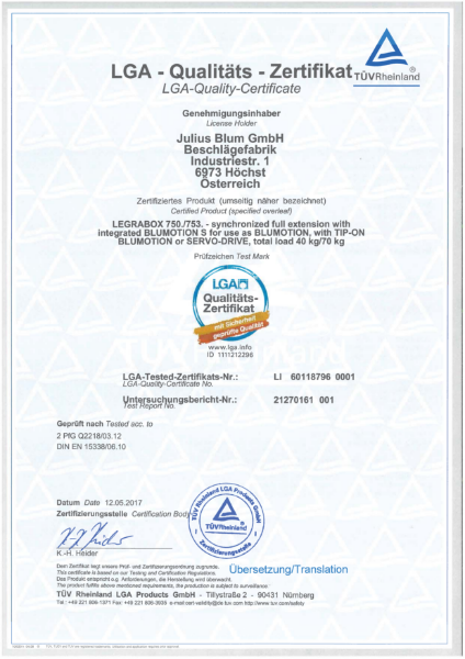 LEGRABOX 750.753.xxxxS BLUMOTION S LGA-Certificate