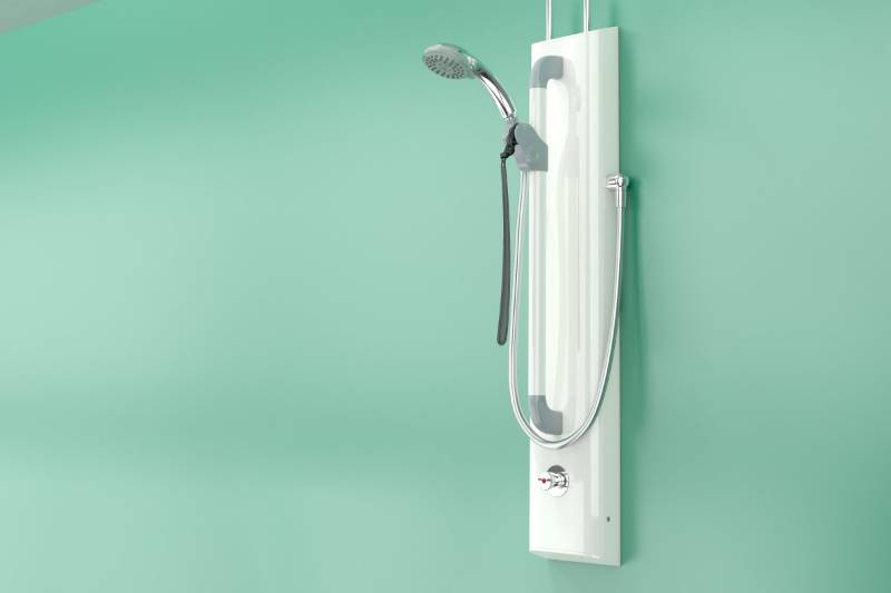 Panel Shower with Timed Flow Control, Riser Rail, Hose and Three Function Handset (excl. ILTDU)