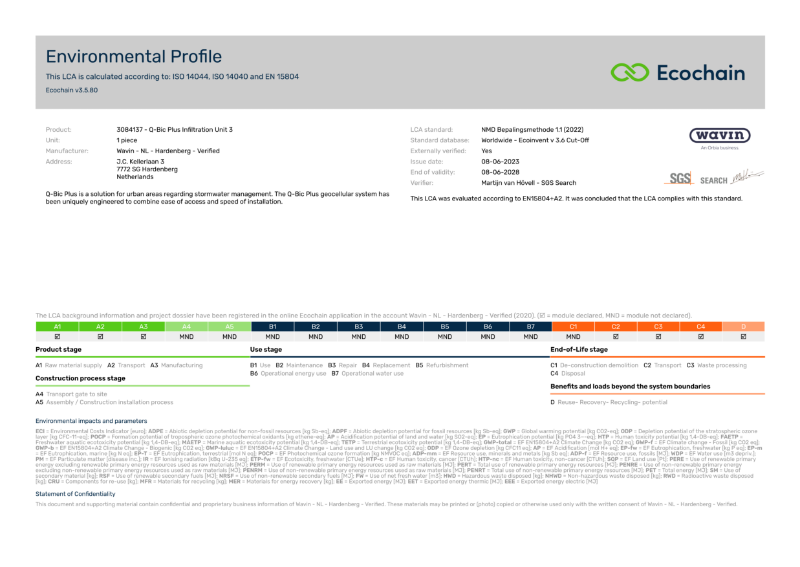 Wavin Q-Bic Plus EPD for QBP01