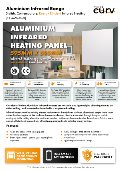 Aluminium Infrared Heating Panel 595 x 595 mm