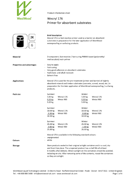 Wecryl 176 - Product information sheet