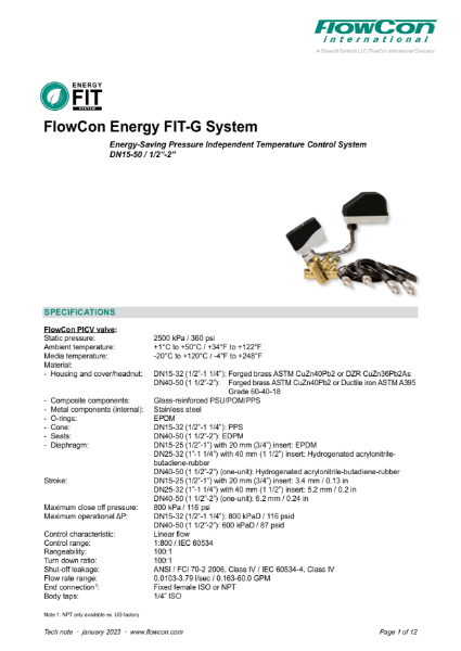 FlowCon Fit-G 1/2"-2" Energy Valve System