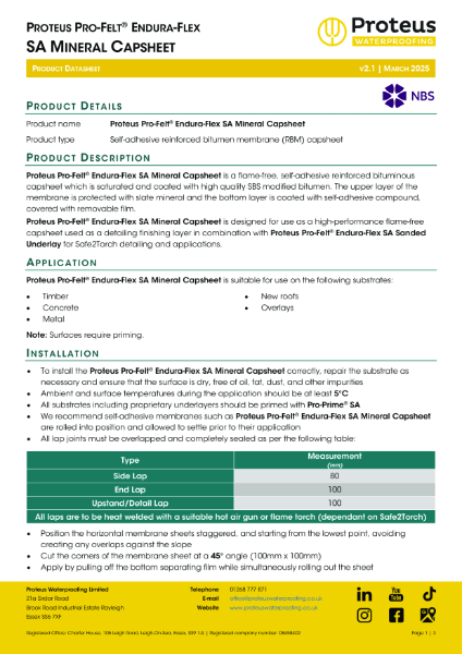 Proteus Pro-Felt® Endura-Flex SA Mineral Capsheet
