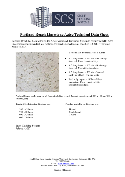 Portland Roach Limestone Technical Data Sheet