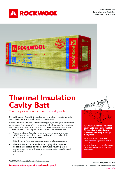 Thermal Insulation Cavity Batt - Datasheet