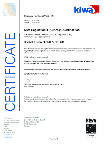 Kiwa Regulation 4 (KUKreg4) Certification