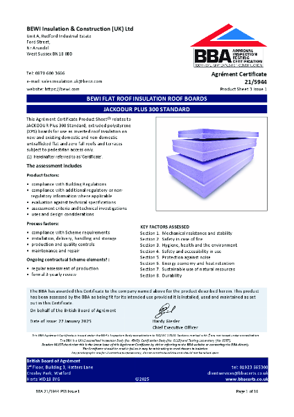 BEWI Jackodur PLUS 300 Inverted Roof Insulation