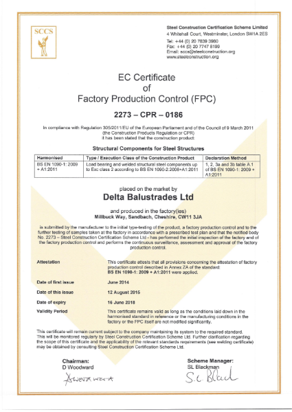 Factory Production Control Certificate (required for CE Marking)