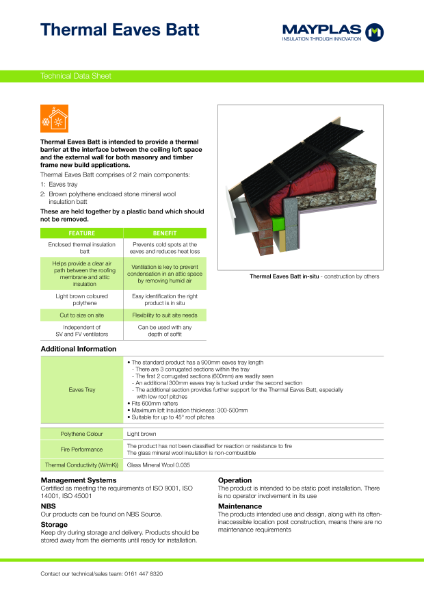 Mayplas Thermal Eaves Batt - TDS issue 1 12 2024