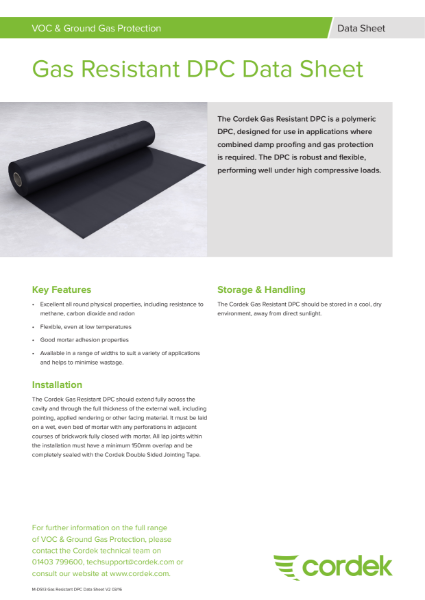 Cordek Gas Resistant DPC Data Sheet