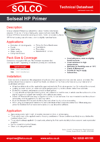 Solseal HP Primer Technical Data Sheet